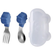 Load image into Gallery viewer, Baby Fork and Spoon Integrated Silica Gel Sucker Toddler Feeding Dinner Plate Children Tableware