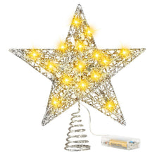 Load image into Gallery viewer, Christmas tree decoration light led copper wire star light Christmas tree top star with light string