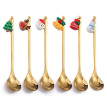 Load image into Gallery viewer, Christmas Gift Creative Ins Stirring Spoon Santa Claus Spoon Elk Fruit Fork