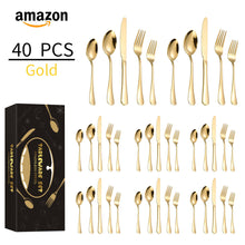 Load image into Gallery viewer, Tableware Knife, Fork and Spoon 40-Piece Set 8-Person Group Western Food/Steak Knife, Fork and Spoon Tableware