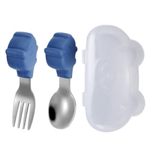 Load image into Gallery viewer, Baby Fork and Spoon Integrated Silica Gel Sucker Toddler Feeding Dinner Plate Children Tableware
