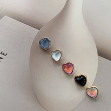 Load image into Gallery viewer, 5pcs/Set Mocha Love Heart-Shaped Fluorescent Powder Metal Button Shirt Top Button