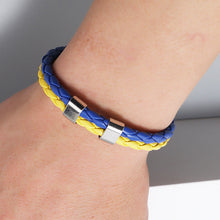 Load image into Gallery viewer, Blue Yellow Multi-Layer Woven Leather Bracelet Creative New Flag of Ukraine Color Bracelet