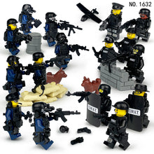 Load image into Gallery viewer, 16pcs/St Blue SWAT Black Doll Toy Anti-Terrorism Military Model Doll Children Assembling Building Blocks Toy