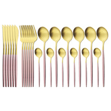 Load image into Gallery viewer, Matte Portugal Stainless Steel Knife, Fork and Spoon Western Food/Steak Knife and Fork Dessert Spoon Fork Tableware