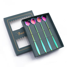 Load image into Gallery viewer, Q Tableware Set Creative Spoon Four-Piece Set round Spoon Stirring Spoon Gift Packing Ice Spoon