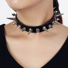Load image into Gallery viewer, Black Punk Rock Leather Necklace Necklace Gothic Spike Trend Sexy Ornament