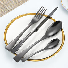 Load image into Gallery viewer, Western Tableware Four-Piece Golden Thickened Steak Knife Non-Magnetic Fork Spoon Dessert Spoon