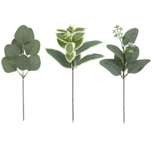 Load image into Gallery viewer, 12PCs Simulation Plant Raw Silk Eucalyptus Leaves DIY Christmas Decoration Home Flower Artificial Flowers