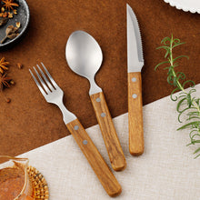 Load image into Gallery viewer, 3PCs Stainless Steel Tableware Rosewood Table Knife Spoon Fork Steak Knife Western Tableware Knife Fork Suit
