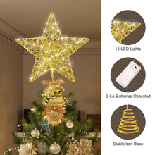 Load image into Gallery viewer, Christmas tree decoration light led copper wire star light Christmas tree top star with light string