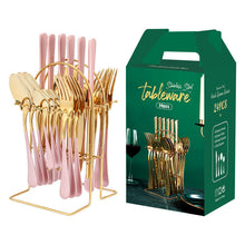 Load image into Gallery viewer, Stainless Steel Tableware Set Western Tableware Knife, Fork and Spoon 24-Piece Set