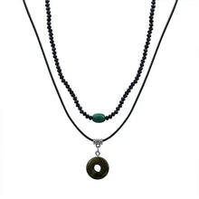 Load image into Gallery viewer, Handmade vintage double layer natural stone ring pendant collarbone chain ladies necklace decorative gift