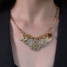 Load image into Gallery viewer, Women's Mystic Coin Diamond-Embedded Embossed Pendant Bib Necklace