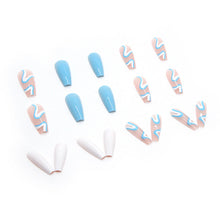 Load image into Gallery viewer, Long Ballet Wear a Foreign Trade Factory Direct s Best-Selling Nail Beauty 24 Pieces Blue and White Tune Cool Summer