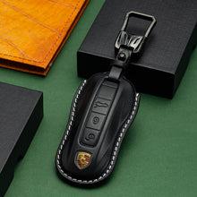 Load image into Gallery viewer, For Porsche Cayenne Taycan Key Cover Panamera Macan718/911 Car Key Protective Shell Genuine Leather Bag