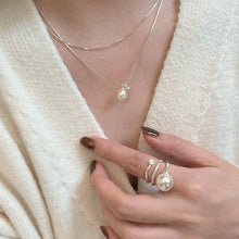 Load image into Gallery viewer, S925 Sterling Silver Simple Double Layer Twin Pearl Necklace Personalized Clavicle Chain