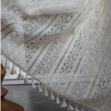 Load image into Gallery viewer, Hollow Lace Curtain Beige Geometric Flower Living Room Bedroom Curtain