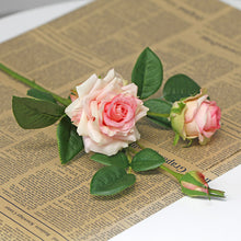 Load image into Gallery viewer, 3 Heads Laminated Curling Artificial Rose Home Decoration Desktop Simulation Flower