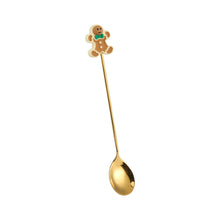 Load image into Gallery viewer, Q Christmas Gift Creative Small Spoon Golden Elk Cartoon Fruit Fork Christmas Tree Old Man Dessert Coffee Spoon