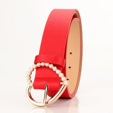 Load image into Gallery viewer, Sweet Inlaid Pearl Peach Heart Buckle Dress Decoration Belt Cute Student Jeans Strap