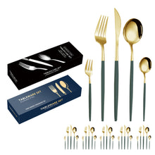 Load image into Gallery viewer, Stainless Steel Tableware Set Portuguese Steak Knife, Fork and Spoon 5 Components 30-Piece Set Color Box Packaging