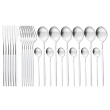 Load image into Gallery viewer, Matte Portugal Stainless Steel Knife, Fork and Spoon Western Food/Steak Knife and Fork Dessert Spoon Fork Tableware