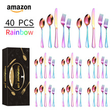 Load image into Gallery viewer, Tableware Knife, Fork and Spoon 40-Piece Set 8-Person Group Western Food/Steak Knife, Fork and Spoon Tableware