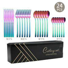 Load image into Gallery viewer, Western Food Knife and Fork 24-Piece Set Steak Knife and Fork round Spoon Stainless Steel Spoon