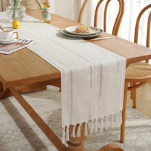 Load image into Gallery viewer, Hand-Woven Table Runner Hollow Tassel Table Flag American Style Country Style Meal Solid Color Tablecloth Table Towel