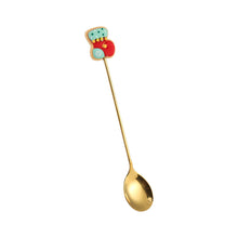 Load image into Gallery viewer, Q Christmas Gift Creative Small Spoon Golden Elk Cartoon Fruit Fork Christmas Tree Old Man Dessert Coffee Spoon