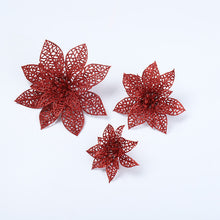 Load image into Gallery viewer, 12pcs/Set Christmas Tree Decorative Flowers Double-Layer Hollow Artificial Flowers