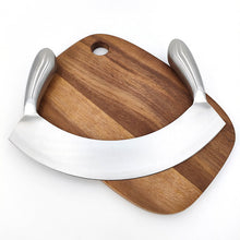 Load image into Gallery viewer, Stainless-Steel Bread Knife Cheese Pizza Cutter Nougat Cut Vanilla Cutter Dough Scraper Double Handle Swing Slicing Knife