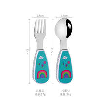Load image into Gallery viewer, Stainless Steel Children's Small Spoon Cartoon Pattern Baby Feeding Spoon Fork Portable