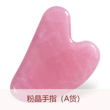 Load image into Gallery viewer, Special Natural Pink Crystal Pink Crystal Heart-Shaped Scraping Piece Whole Jade Roller Massager Set Box