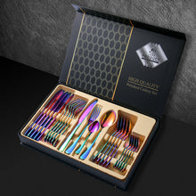 Load image into Gallery viewer, Stainless Steel Tableware 4 Main Pieces Gift Set 6-Person Gift Box Knife, Fork and Spoon 24-Piece Set