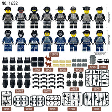 Load image into Gallery viewer, 16pcs/St Blue SWAT Black Doll Toy Anti-Terrorism Military Model Doll Children Assembling Building Blocks Toy