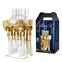 Load image into Gallery viewer, Product Stainless Steel Tableware 24-Piece Set 1010 Four Main Pieces Knife, Fork and Spoon