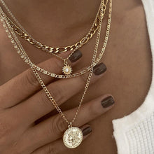 Load image into Gallery viewer, New Necklace Punk Coin Pendant Metal Exaggerated Thick Chain Multi-Layer Necklace