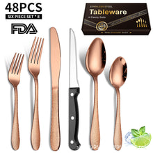 Load image into Gallery viewer, Hammered Stainless Steel Tableware Set Gift Western Tableware Water Cube Knife, Fork and Spoon Steak Knife