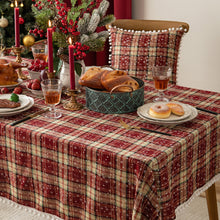 Load image into Gallery viewer, Christmas Cotton Linen Tablecloth Table Cloth Decorative Fur Ball Placemat for Western Food Snowflake Table Cloth Tablecloth