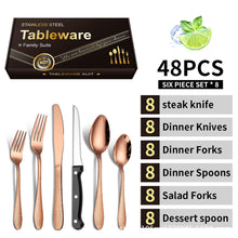 Load image into Gallery viewer, Hammered Stainless Steel Tableware Set Gift Western Tableware Water Cube Knife, Fork and Spoon Steak Knife