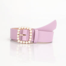 Load image into Gallery viewer, Women's Belt Square Button Point Pearl Sweet Elegant Dress Decorative Band