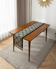 Load image into Gallery viewer, Jacquard Table Runner American Retro Geometric Line Tassel Table Runner Polyester Tablecloth Tailstock Flag Chest of Drawers Dustproof Tablecloth