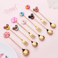 Load image into Gallery viewer, Small Spoon Dessert Fork Donut Spoon Lollipop Macaron Spoon Small Spoon Mouse Head