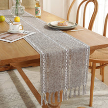 Load image into Gallery viewer, Hand-Woven Table Runner Hollow Tassel Table Flag American Style Country Style Meal Solid Color Tablecloth Table Towel
