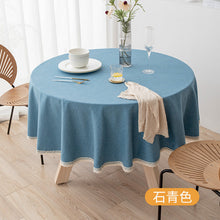 Load image into Gallery viewer, Round Linen Tablecloth TPU Waterproof and Oil-Proof Fabric Hotel Household round Table Dining Table Cloth Tablecloth