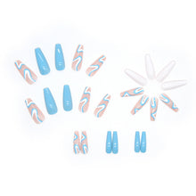 Load image into Gallery viewer, Long Ballet Wear a Foreign Trade Factory Direct s Best-Selling Nail Beauty 24 Pieces Blue and White Tune Cool Summer