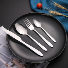 Load image into Gallery viewer, Stainless Steel Tableware Set with Light Handle Dining Knife Spoon Fork Tea Spoon Four-Piece Set Hotel Gift