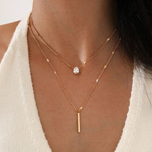 Load image into Gallery viewer, Rhinestone Water Drop Women's Necklace Strip Double-Layer Pendant Simple Necklace